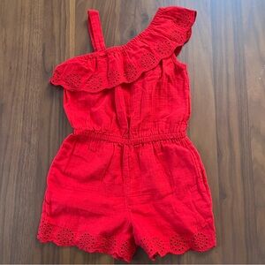CAT & JACK | NWOT Red EYELET Gauze Ruffled Kids Romper size 4/5